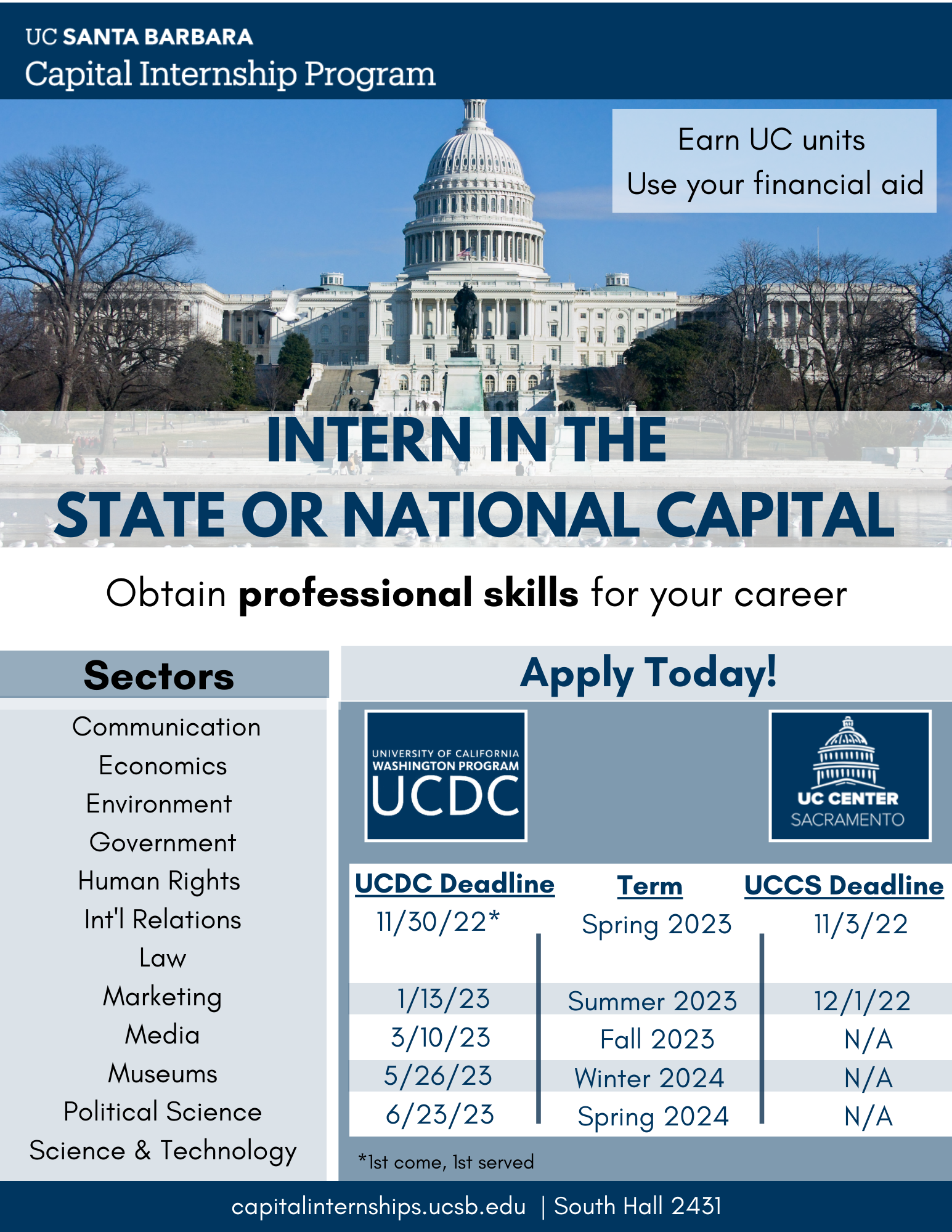 Application & Deadlines Capital Internships UC Santa Barbara